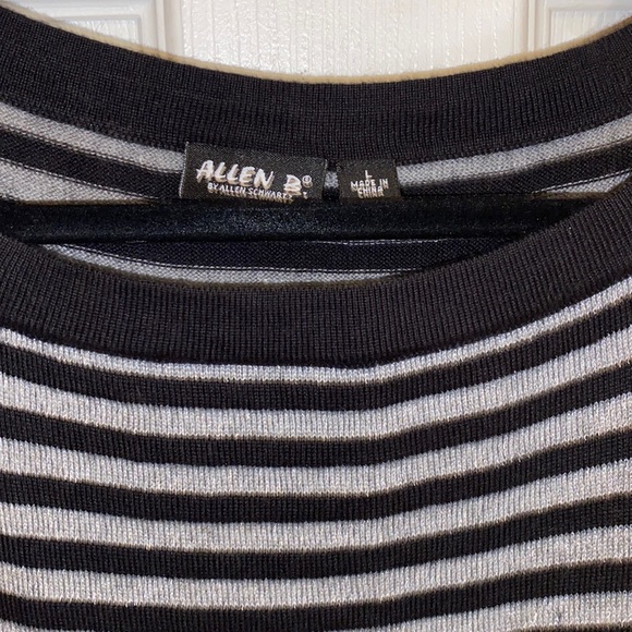 Allen B. Sweater SZ L NWOT . Black & Silver stripes. - Picture 2 of 9